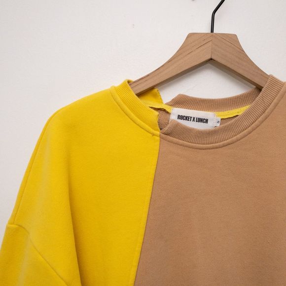 Rocket x Lunch Diagonal Color Block Sweatshirt Size Small - Picture 6 of 10
